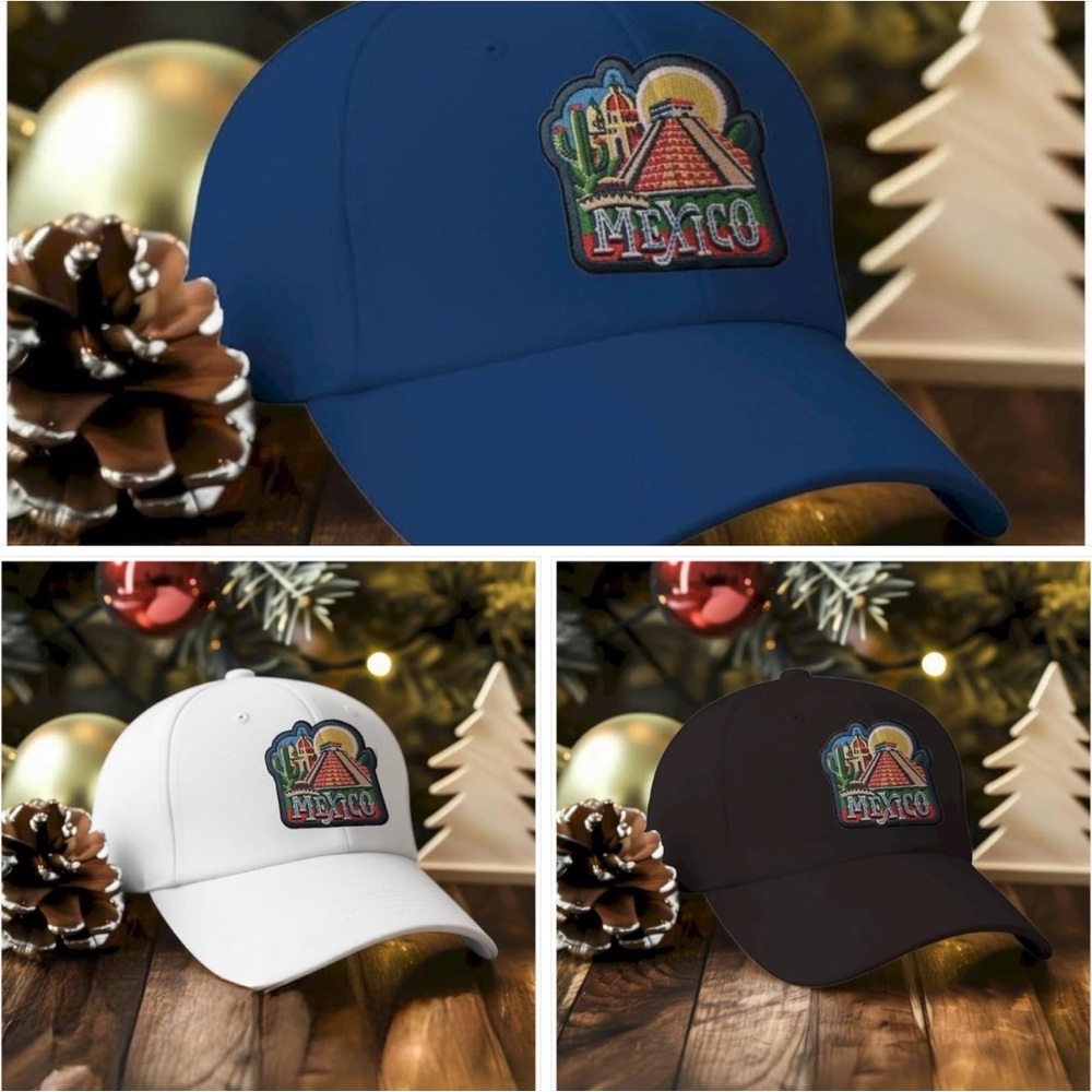 Mexico Embroidered Cap in Blue, White, and Black